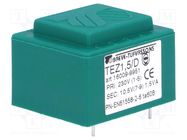 Transformer: encapsulated; 1.5VA; 230VAC; 10.5V; 142.8mA; PCB; IP00 BREVE TUFVASSONS