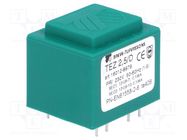 Transformer: encapsulated; 2.5VA; 230VAC; 12V; 12V; 104.1mA; PCB BREVE TUFVASSONS