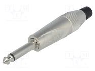 Connector: Jack 6,3mm; plug; male; mono; ways: 2; straight; grey AMPHENOL