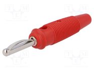 Connector: 4mm banana; plug; 16A; 60VDC; red; 3mΩ; 1.5mm2; on cable HIRSCHMANN T&M