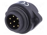 Connector: circular; socket; male; PIN: 7; IP67; WA22; 6+PE; 10A; 250V WEIPU