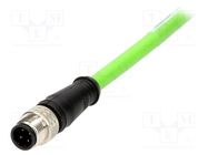 Connector: M12; plug; PIN: 4; male; D code-Ethernet; 10m; IP67; 30V 