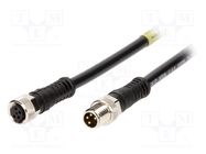 Cable: for sensors/automation; M8-M8; male; female; PIN: 4; plug 