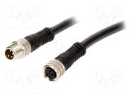 Cable: for sensors/automation; M8-M8; male; female; PIN: 4; plug 