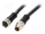 Cable: for sensors/automation; M8-M8; male; female; PIN: 4; plug 