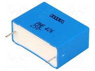 Capacitor: polypropylene; 4.7uF; Uoper: 250VDC; Uoper max: 250VDC KEMET