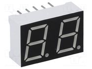 Display: LED; 7-segment; 10mm; 0.39"; No.char: 2; green; 5mcd; anode OPTO Plus LED