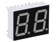 Display: LED; 7-segment; 14.2mm; 0.56"; No.char: 2; red; 30mcd; anode OPTO Plus LED