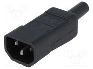 Connector: AC supply; plug; male; 10A; IEC 60320; C14 (E); straight 