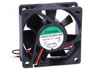 Fan: DC; axial; 12VDC; 60x60x20mm; 33.13m3/h; 30dBA; ball; Len: 300mm SUNON