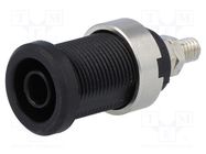 Socket; 4mm banana; 36A; 1kV; black; nickel plated; on panel,screw ELECTRO-PJP