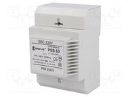 Transformer: mains; 63VA; 230VAC; 230V; Leads: terminal block; IP30 BREVE TUFVASSONS