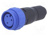 Connector: circular; plug; female; PIN: 3; w/o contacts; for cable BULGIN