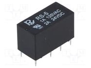 Relay: electromagnetic; DPDT; Ucoil: 5VDC; Icontacts max: 2A; RS Recoy/RAYEX ELECTRONICS