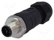 Connector: M12; plug; PIN: 5; male; straight; IP67; screw terminal LUMBERG AUTOMATION