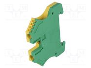 Splice terminal: rail; 6mm2; ways: 1; terminals: 2; yellow-green 