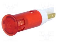 Indicator: LED; flat; red; 130VAC; Ø10.2mm; connectors 2,8x0,8mm 