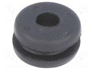 Grommet; Ømount.hole: 8mm; Øhole: 4mm; caoutchouc; black; -30÷90°C 