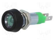 Indicator: LED; flat; green; 24÷28VDC; 24÷28VAC; Ø8.2mm; IP67; brass 