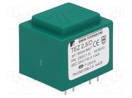 Transformer: encapsulated; 2.5VA; 230VAC; 24V; 104.1mA; PCB; IP00 BREVE TUFVASSONS