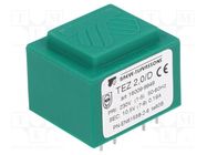 Transformer: encapsulated; 2VA; 230VAC; 10.5V; 190.4mA; PCB; IP00 BREVE TUFVASSONS