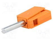 Connector: 4mm banana; plug; 20A; 42V; orange; non-insulated; 40mm WAGO