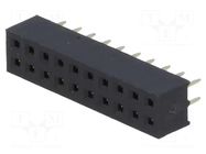 Connector: pin strips; socket; female; PIN: 20; straight; 2mm; THT CONNFLY