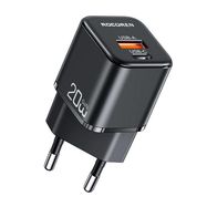 Wall charger MiniGaN Rocoren USB-C, USB, 20W (black), Rocoren