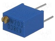 Potentiometer: mounting; multiturn; 20kΩ; 250mW; ±10%; THT; cermet BOURNS