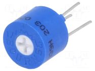 Potentiometer: mounting; horizontal,multiturn; 20kΩ; 0.5W; THT BOURNS