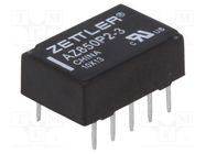 Relay: electromagnetic; DPDT; Ucoil: 3VDC; 1A; 0.5A/125VAC; AZ850 ZETTLER