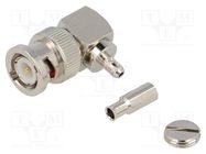 Connector: BNC; plug; male; angled 90°; 50Ω; crimped; for cable; POM AMPHENOL RF