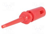 Clip-on probe; hook type; 0.3A; 60VDC; red; Grip capac: max.1.1mm 