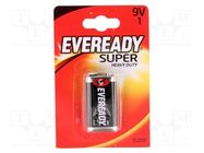 Battery: zinc-chloride; 6F22; 9V; non-rechargeable; 1pcs. ENERGIZER