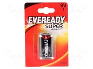 Battery: zinc-chloride; 6F22; 9V; non-rechargeable; 1pcs. ENERGIZER