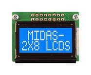 LCD DISPLAY, COB, 8 X 2, BLUE STN, 3.3V