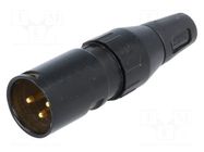 Connector: XLR; plug; male; 15A; 50V; PIN: 3; straight; for cable DELTRON