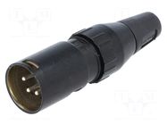 Connector: XLR; plug; male; 10A; 50V; PIN: 4; straight; for cable DELTRON
