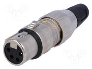 Connector: XLR; plug; female; PIN: 4; straight; for cable; soldering DELTRON