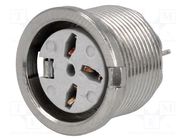 Connector: DIN; socket; female; PIN: 3; Layout: 180°; THT; 34V; 2A DELTRON