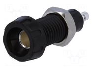 Connector: 4mm banana; socket; 10A; 50VDC; 28.5mm; black; soldered DELTRON