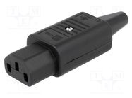 Connector: AC supply; plug; female; 10A; 250VAC; IEC 60320; C13 (F) SCHURTER