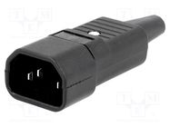 Connector: AC supply; plug; male; 10A; 250VAC; IEC 60320; C14 (E) SCHURTER