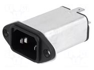 Connector: AC supply; socket; male; Inom: 6A; Ir: 0.5mA; 250VAC SCHURTER