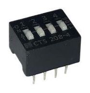 DIP SWITCH, 0.1A, 50VDC, 4POS, THT