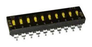 DIP SWITCH, 0.1A, 50VDC, 10POS, SMD