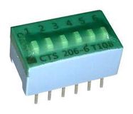 DIP SWITCH, 0.1A, 50VDC, 6POS, THT