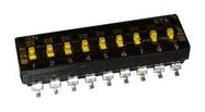 DIP SWITCH, 0.1A, 50VDC, 9POS, SMD