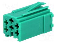 Connector housing; plug; mini ISO; PIN: 6; green 4CARMEDIA