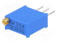 Potentiometer: mounting; multiturn; 100kΩ; 500mW; THT; ±10%; linear BOURNS